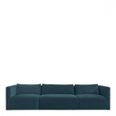 Sofá LOU ​​de Terciopelo de Algodón - 3 Módulos - L. 336 cm - Azul Pavo Real
