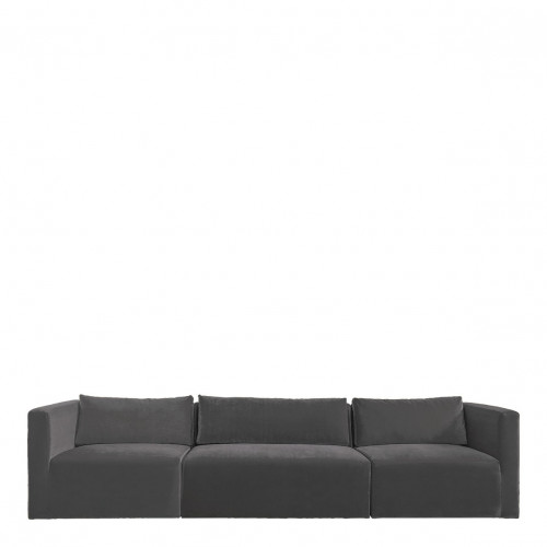 Sofá LOU ​​de Terciopelo de Algodón - 3 Módulos - L. 336 cm - Gris oscuro