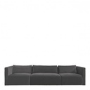 Sofá LOU ​​de Terciopelo de Algodón - 3 Módulos - L. 336 cm - Gris oscuro
