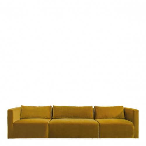 Sofá LOU ​​de Terciopelo de Algodón - 3 Módulos - L. 336 cm - Azafrán