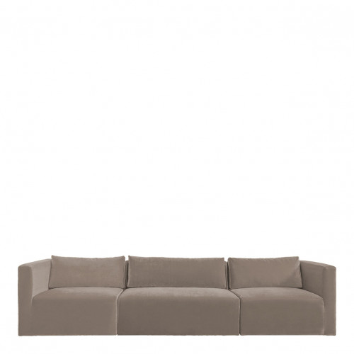 Sofá LOU ​​de Terciopelo de Algodón - 3 Módulos - L. 336 cm - Taupe