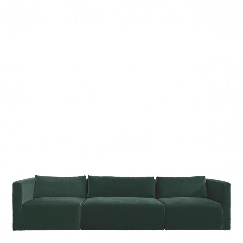[B10362] Sofá LOU ​​de Terciopelo de Algodón - 3 Módulos - L. 336 cm - Verde Bosque