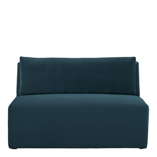 Sofá LOU ​​de Terciopelo de Algodón - Azul Pavo Real - Módulo Central - L. 130 cm
