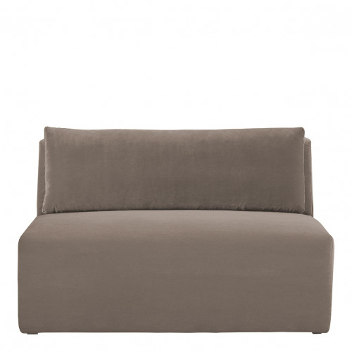 Sofá LOU ​​de terciopelo de algodón - Taupe - Módulo central - L. 130 cm