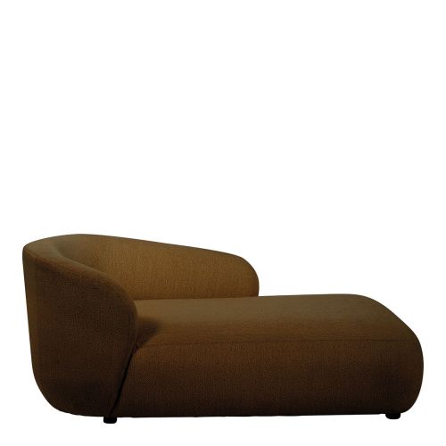 Chaise longue LISETTE de tejido de terciopelo jaspeado - Tabaco