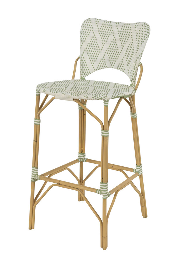 [655DL024] TABURETE  GR. BETULA ALUMINIO Y TEJ.SINT. VERD