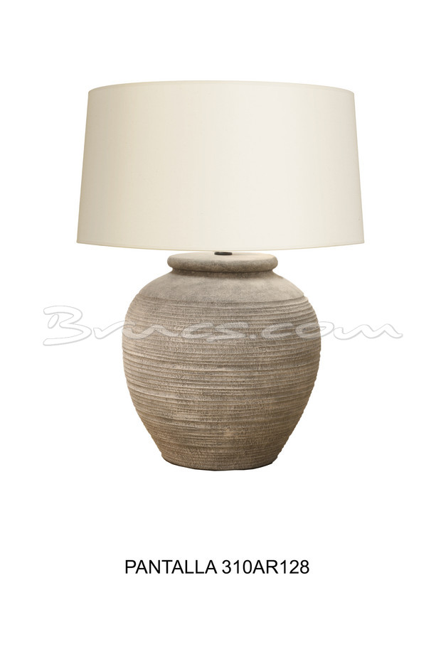 [399CA215] LÁMPARA ARGEL CERÁMICA GRIS RAYAS S/ PANTALLA