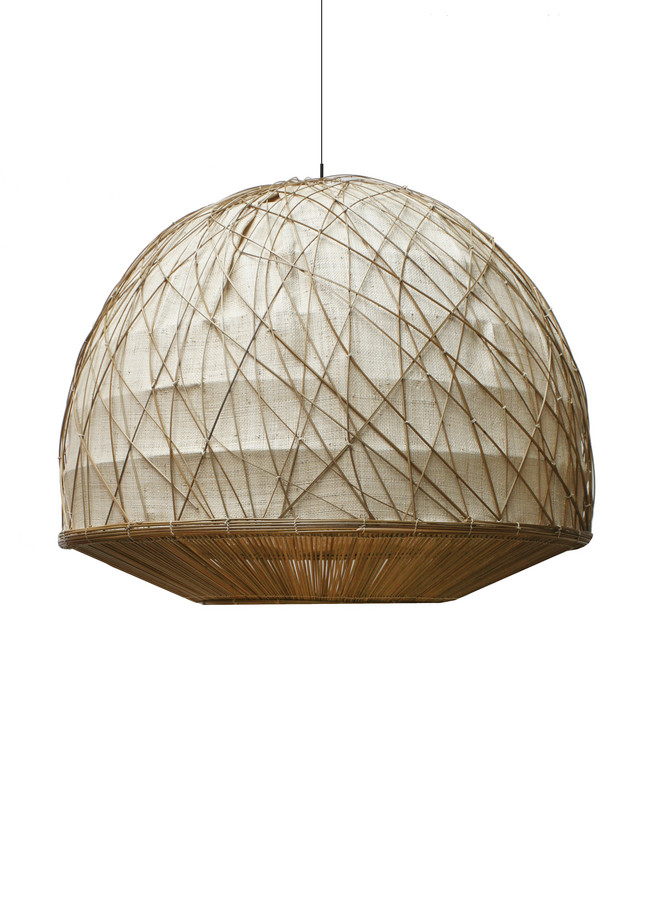 [652HA013] LÁMPARA TECHO WEZEN HILO Y RAFFIA