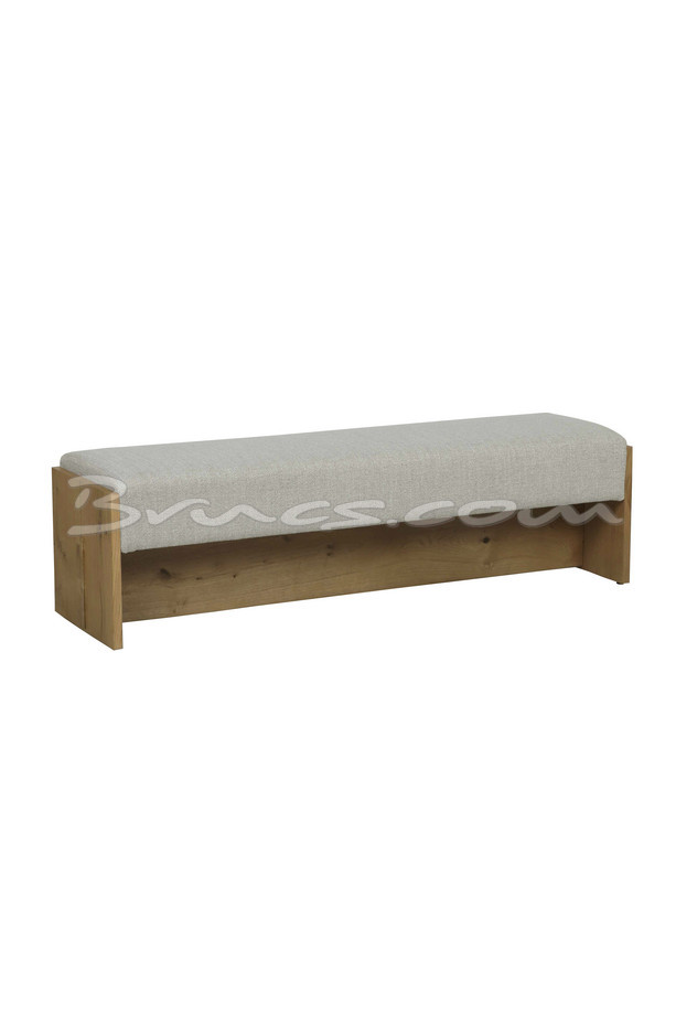 [377WB1603] BANCO AZRÚ ROBLE NATURAL Y TAPIZADO GRIS