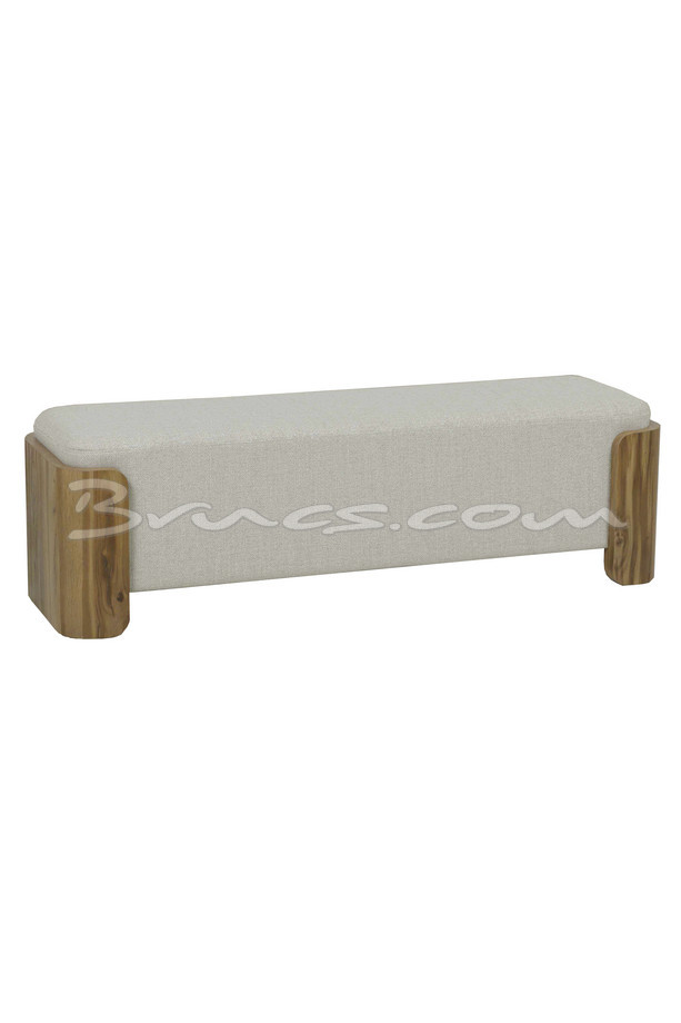 [377WB1614] BANCO MEQUINEZ ROBLE NATURAL Y TAPIZADO GRIS