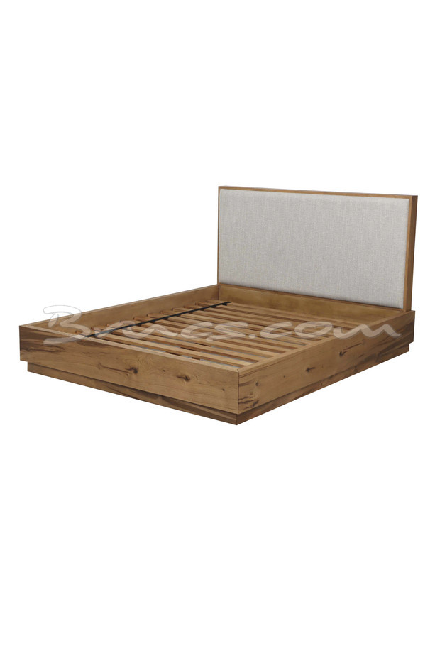 [377WB1602] CAMA ORÁN ROBLE NATURAL C/ SOMIER Y TAPIZADO GRIS
