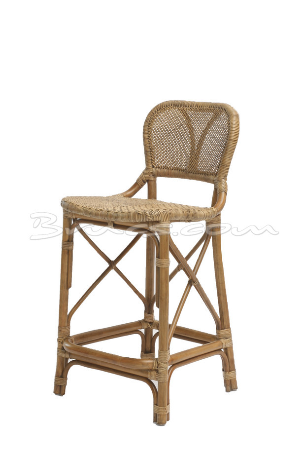 [514BA171] TABURETE ARCADE BAJO RATTAN Y TEJIDO NATURAL