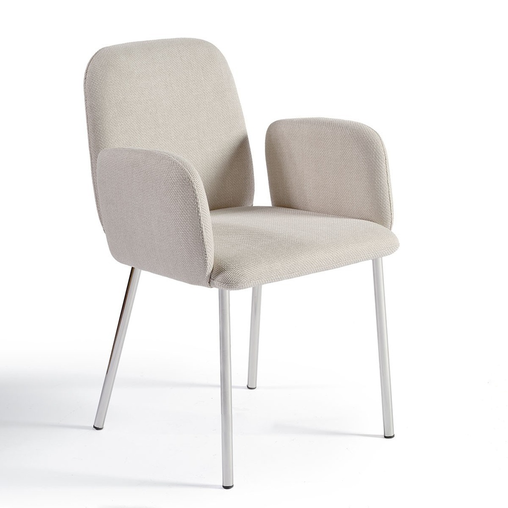 Silla gris piedra y pata cromada