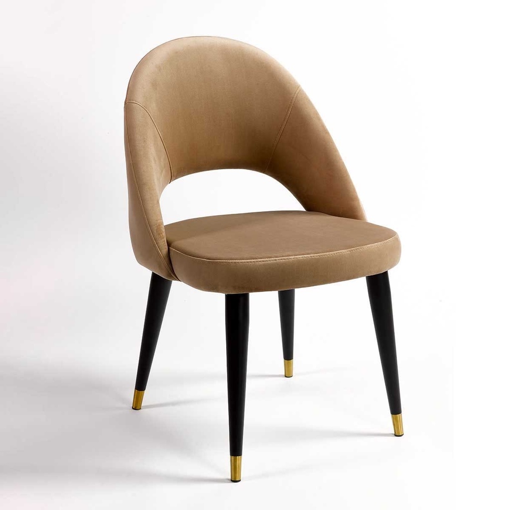 Silla terciopelo beige pata negra