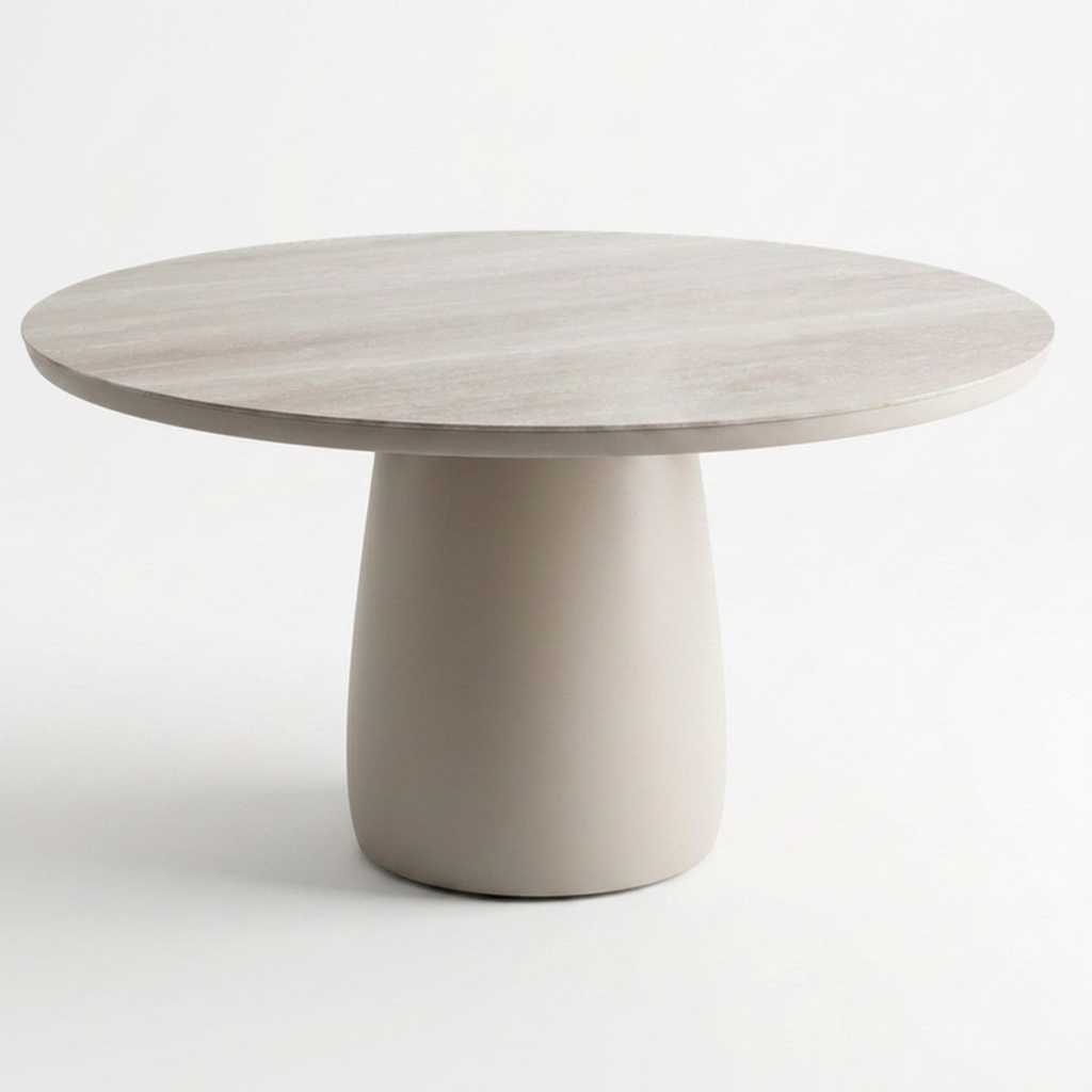 MESA DE COMEDOR ALUMINIO Y PORCELANICO (140X140X76)