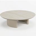 MESA CENTRO ALUMINIO ARENA Y PORCELANICO TRAVERTINO MILANO (120X120X38)