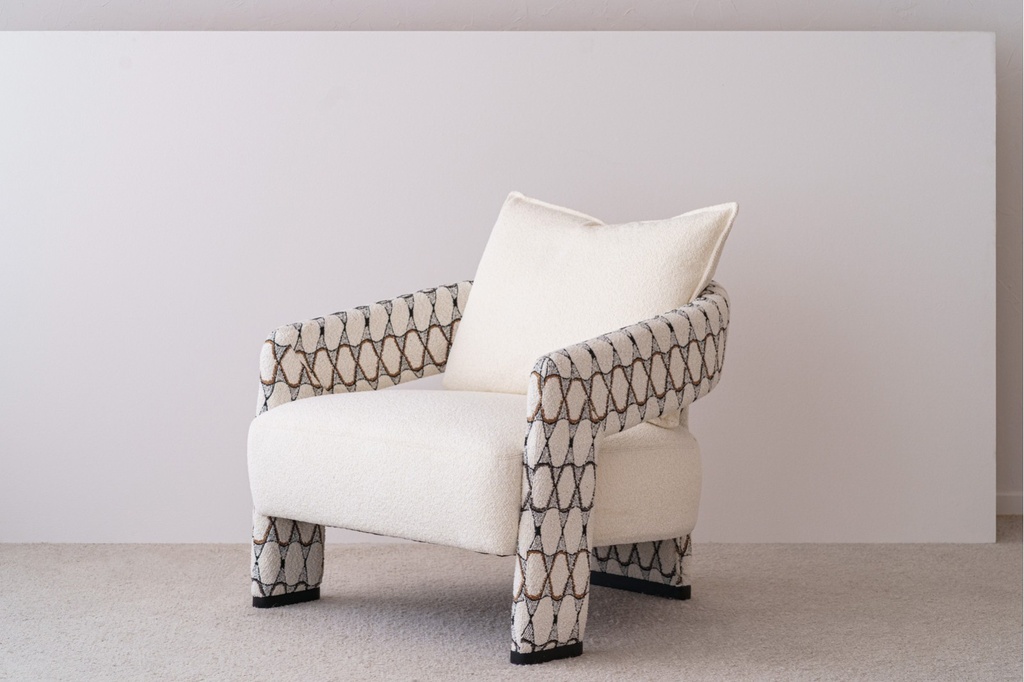 [34JB2477BB] BUTACA DOBLE TAPIZADO. BEIGE Y ESTAMPADO