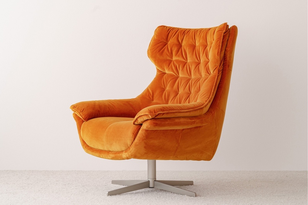 [34A950N] BUTACA GIRATORIA TERCIOPELO NARANJA