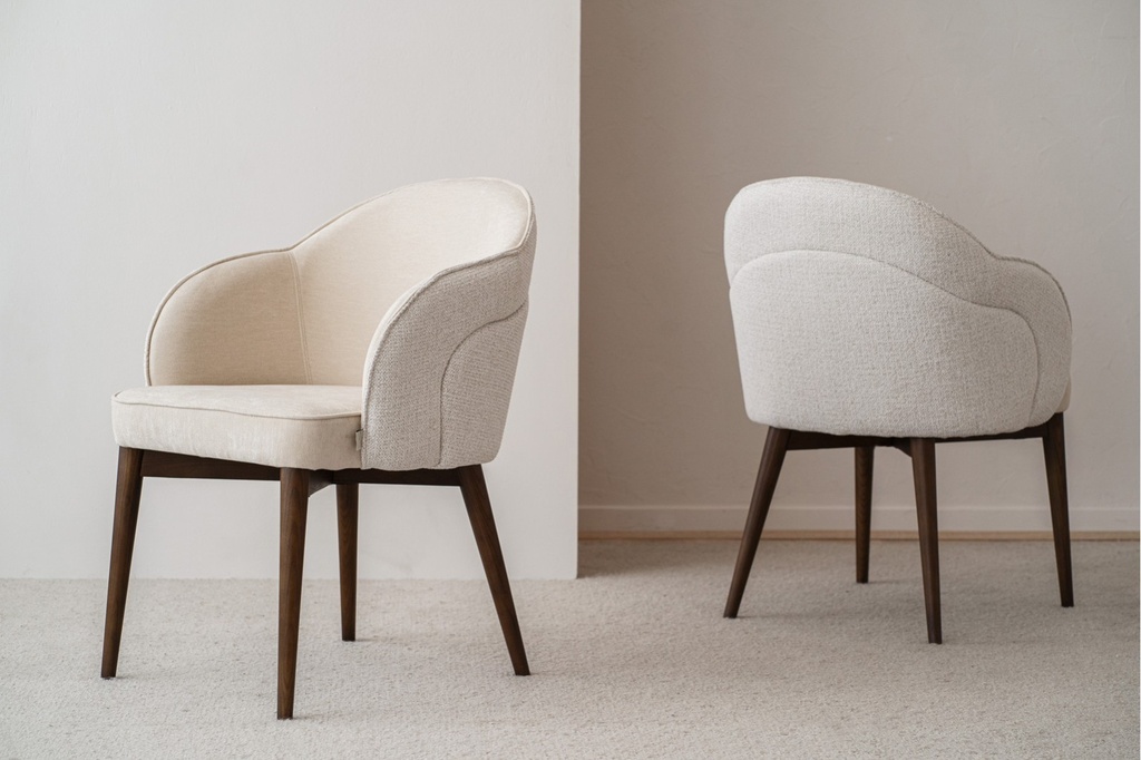 [34IH2391BW] SET 2 SILLAS COMEDOR ROMA. MARFIL. NOGAL