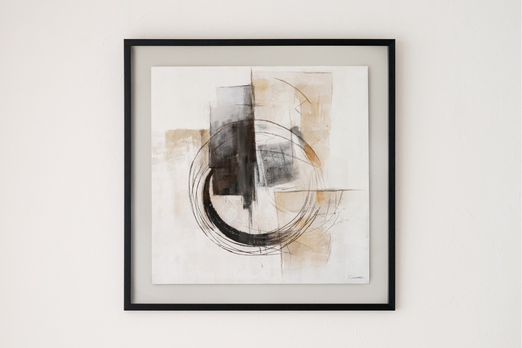 CUADRO ABSTRACTO ARO N1. ARENA NEGRO