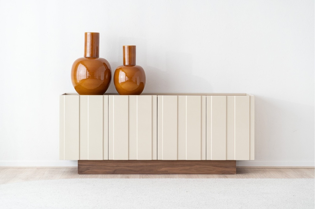 [34AC25582WB] APARADOR OBI. NOGAL Y BEIGE BRILLO