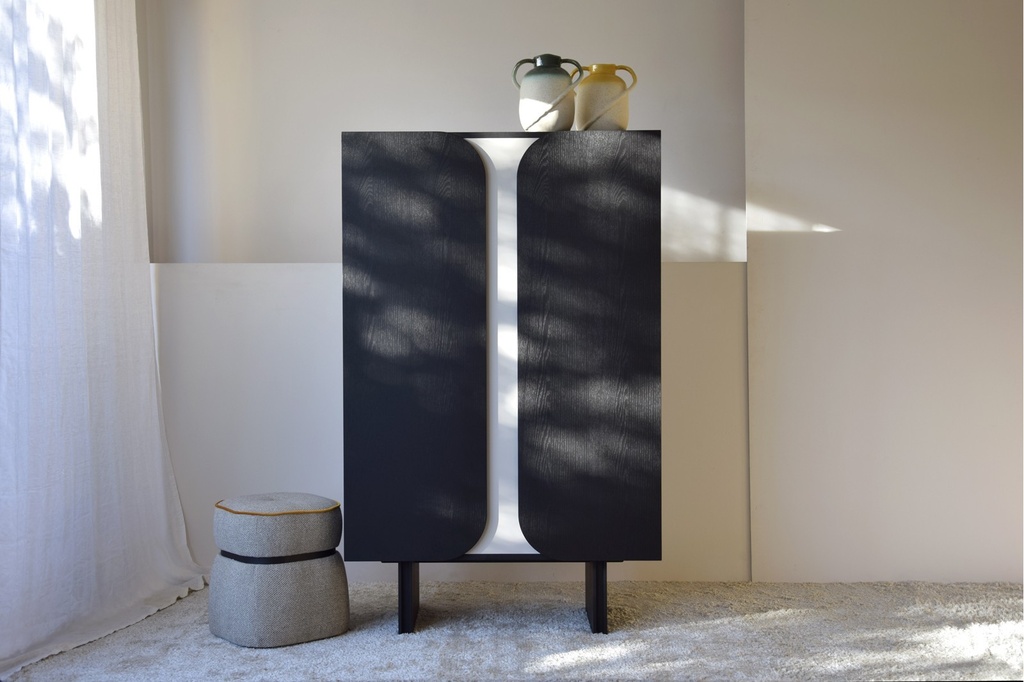 ARMARIO CURVA. ROBLE NEGRO Y ARENA MATE