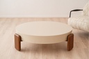 MESA CENTRO OBI. LACADO BEIGE Y  NOGAL