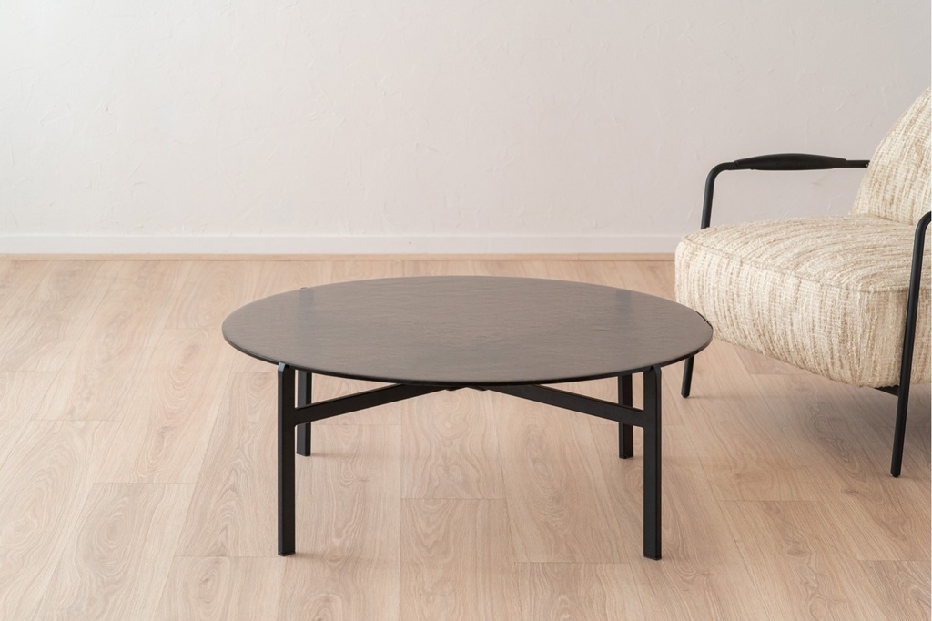 MESA CENTRO. CRISTAL TEXTURIZADO Y METAL