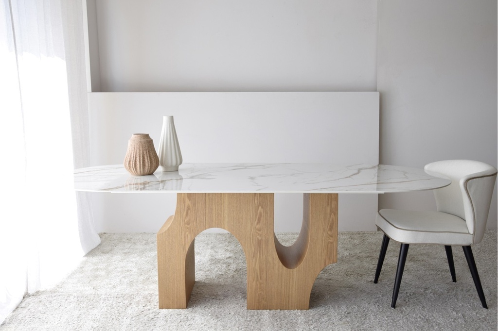 MESA COMEDOR PETRA. NATURAL,BLANCO,OCRE
