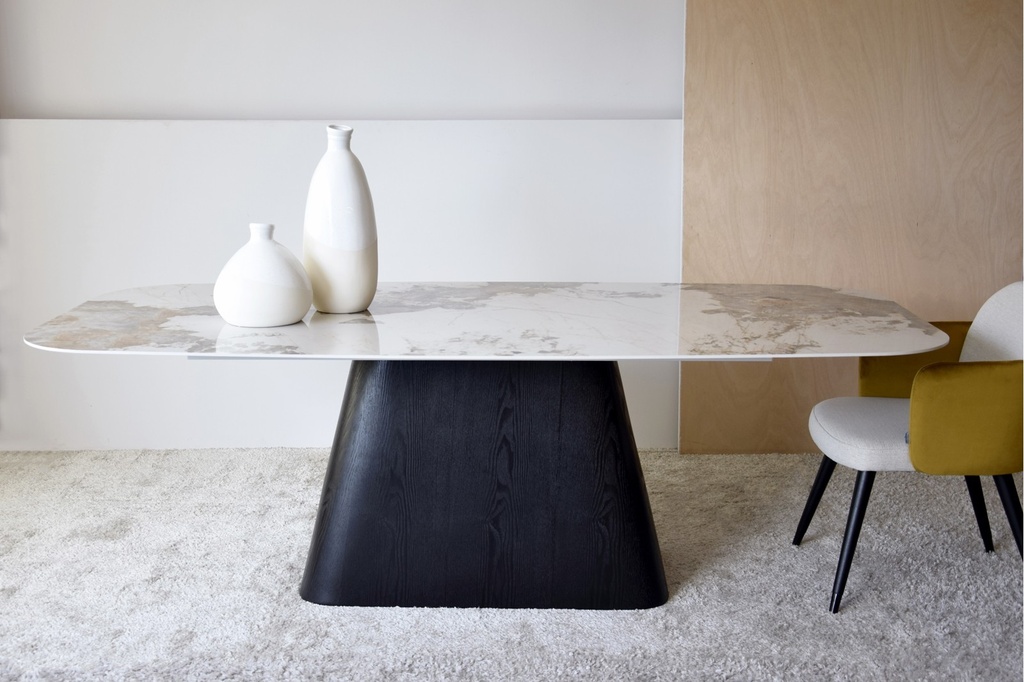 MESA COMEDOR PIEDRA SINTERIZADA Y FRESNO
