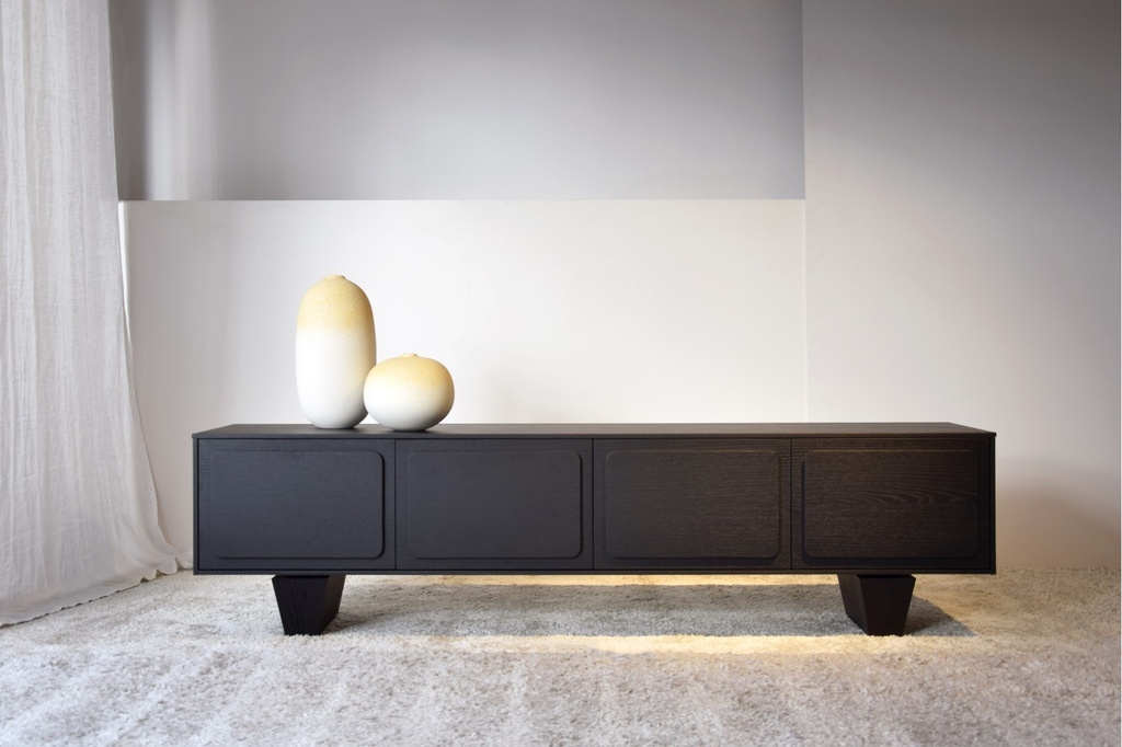 [34H2314N] MUEBLE TV RÍO. ROBLE TEÑIDO NEGRO