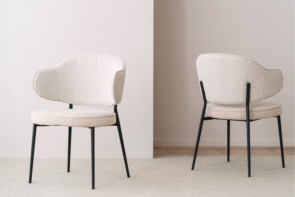 SET 2 SILLAS CLOE METAL. BEIGE Y CREMA