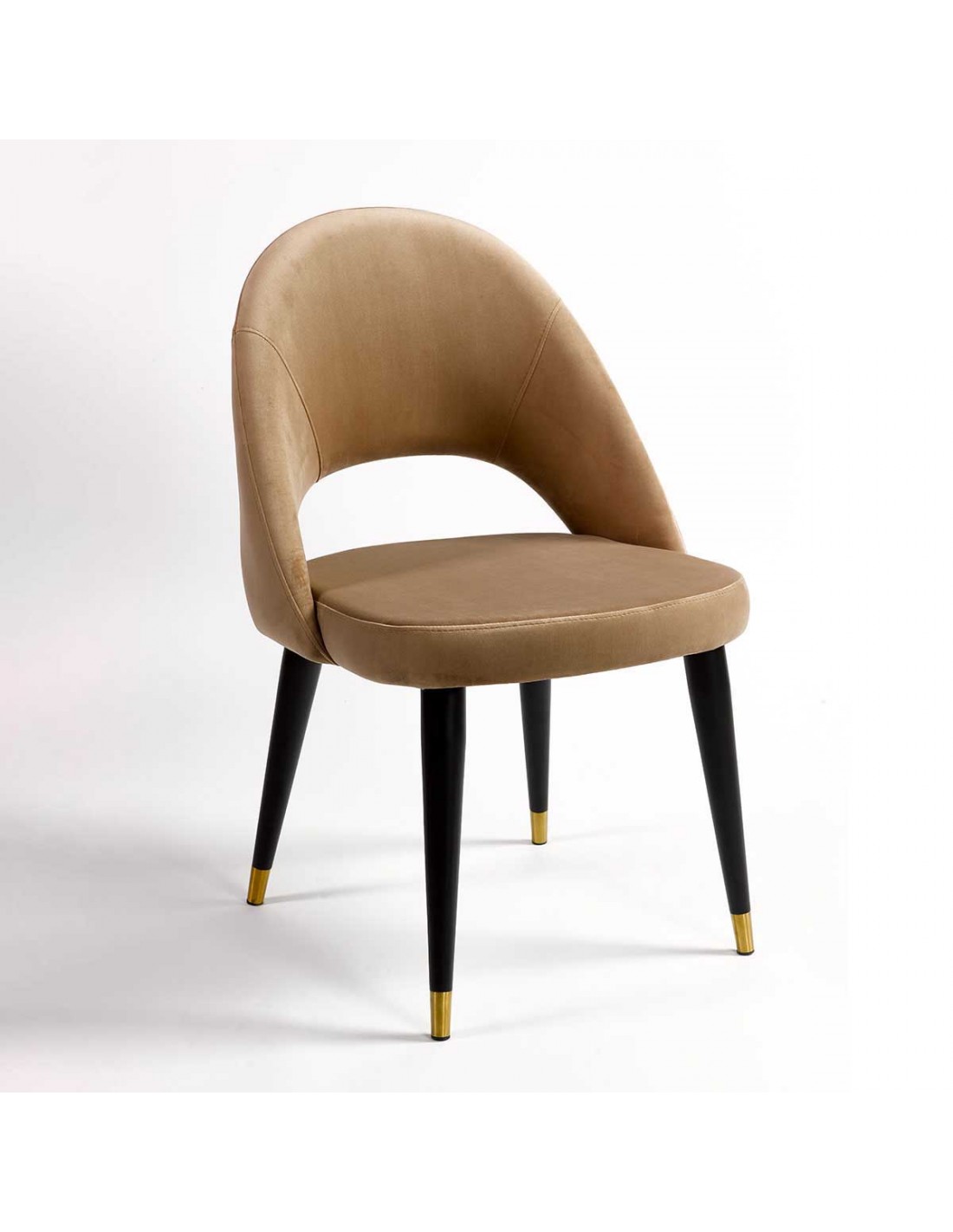 SILLA TERCIOPELO BEIGE TOPO - RB DESEÑOS