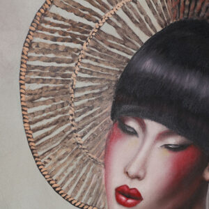 de estilo oriental. Fabricado en lienzo.