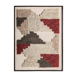 Cuadro Calhe de estilo boho fabricado en madera dm en color negro con acabado artesanal combinado con algodón en color tonos neutros.