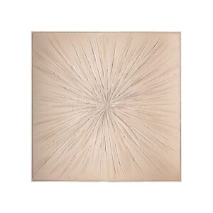 Cuadro Carel de estilo contemporáneo fabricado en lienzo en color beige con acabado artesanal combinado con madera de pino en color marrón claro.