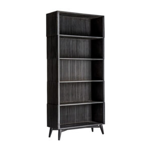 combinado con hierro en color negro con acabado efecto madera.