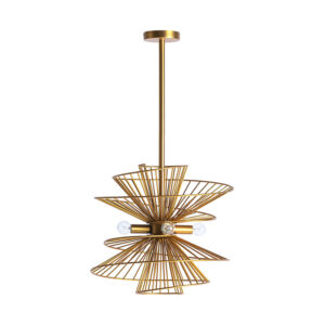 Lámpara de colgar stowe en color oro de estilo art deco. Fabricado en hierro. Producto desmontable.