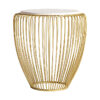 Mesa auxiliar digny de estilo art deco fabricado en hierro en color blanco combinado con mármol en color oro. Producto desmontable.