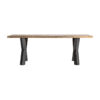 Mesa comedor arnum de estilo industrial fabricado en madera de acacia en color marrón combinado con hierro.