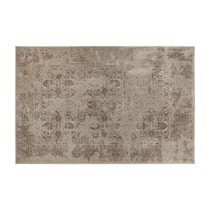 Alfombra rectangular clara de estilo clásico fabricado en viscosa en color beige combinado con poliéster. 55% viscosa 45% poliéster backing: 46% algodón 32% poliéster 19% latex 3% viscosa.