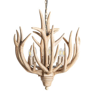 Lámpara de colgar mischa de estilo étnico fabricado en madera abedul en color marrón.