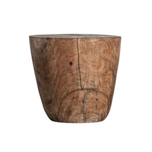 Mesa auxiliar Chitsa de estilo étnico fabricado en madera tropical en color marrón con acabado envejecido.