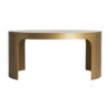 Mesa de centro dijon de estilo art deco fabricado en hierro en color blanco combinado con mármol en color oro.