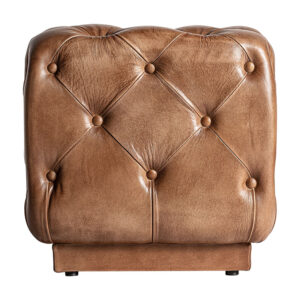 Reposapiés vinstra de estilo vintage fabricado en piel en color marrón combinado con espuma.