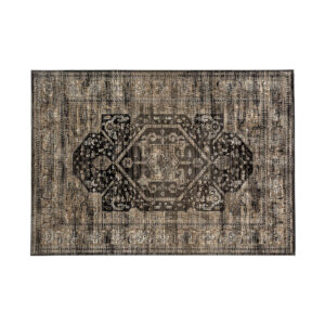 Alfombra rectangular keisi de estilo clásico fabricado en viscosa en color marrón en color beige. Backing: 43% algodón 33% poliéster 20% latex 4% viscosa.