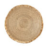 Alfombra redonda kisai de estilo colonial fabricado en yute en color arena con acabado natural.
