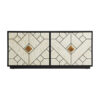Aparador charmes de estilo art deco fabricado en madera dm en color negro combinado con hueso en color blanco en color oro.