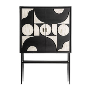 Armario athy de estilo contemporáneo fabricado en madera dm en color negro combinado con hueso en color blanco y hierro. Producto desmontable.