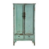 Armario easky de estilo oriental fabricado en madera de pino reciclado en color verde con acabado envejecido.